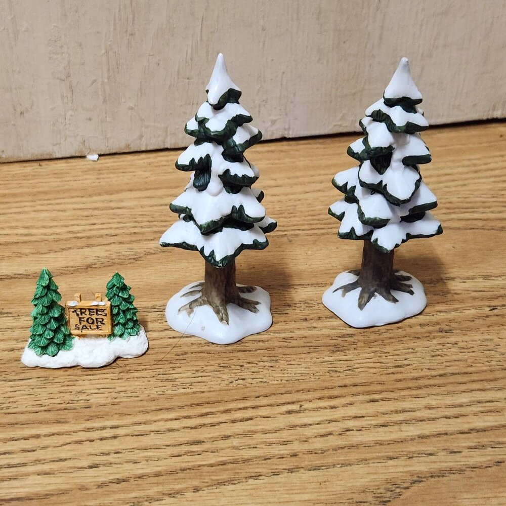 Kirkland Christmas Victorian Village Replacement Pieces Set of 3 Trees Snow